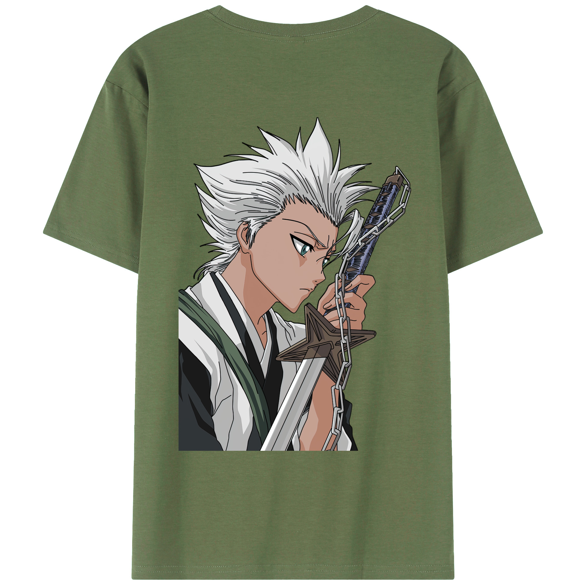 （画像用） ブリーチ 日番谷冬獅郎（ひつがや とうしろう） BLEACH Hitsugaya Toushirou 綿100％ メンズ半袖Tシャツ（バックプリント） 通気性